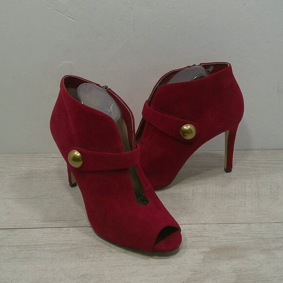 Michael - Michael Kors Sexy Red Stiletto Peep Toe Heels Size 10 M | 40 M - Picture 1 of 15